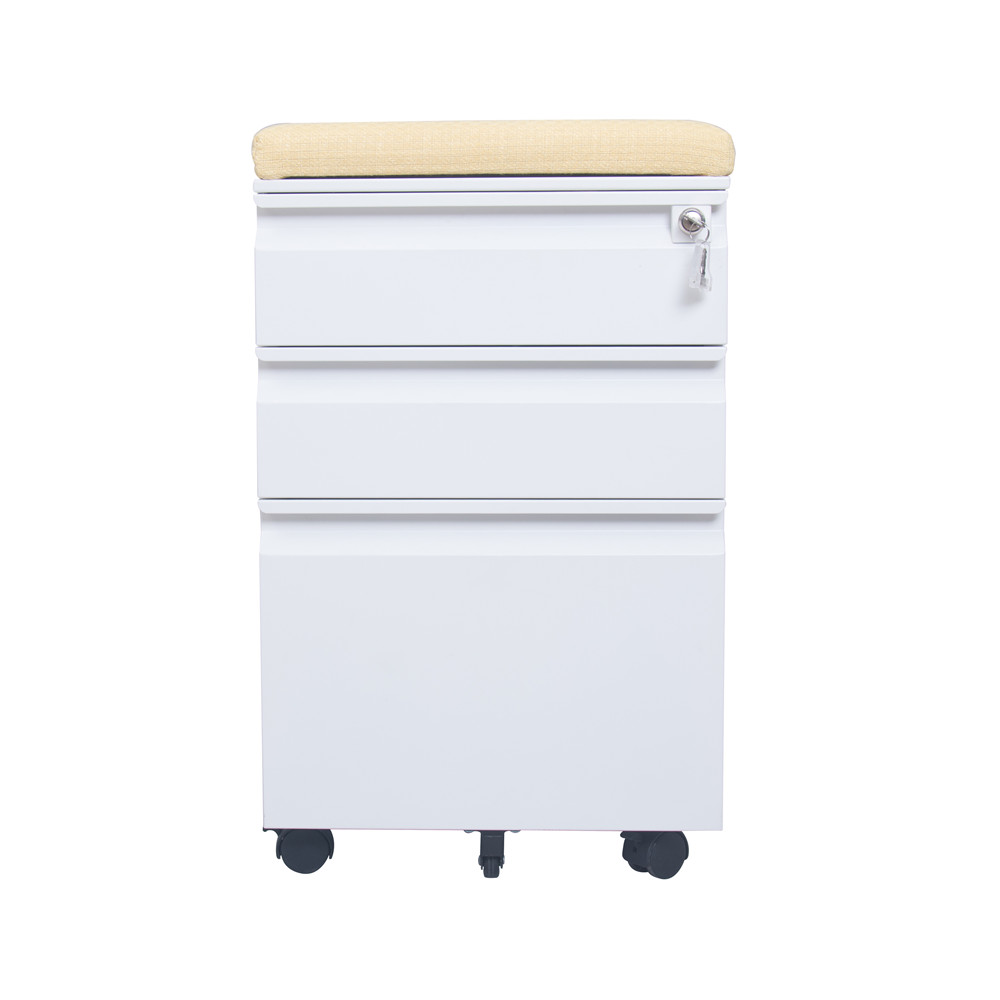 White Mobile Drawers Cabinet with Cushion