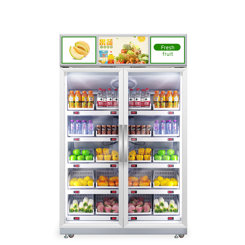 cold drink vending machine card reader smart fridge vending for sale in the unmanned supermarket