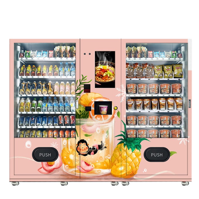 Cheap price large vending machine with smart system and hot water sale cup noodle,snack,drink